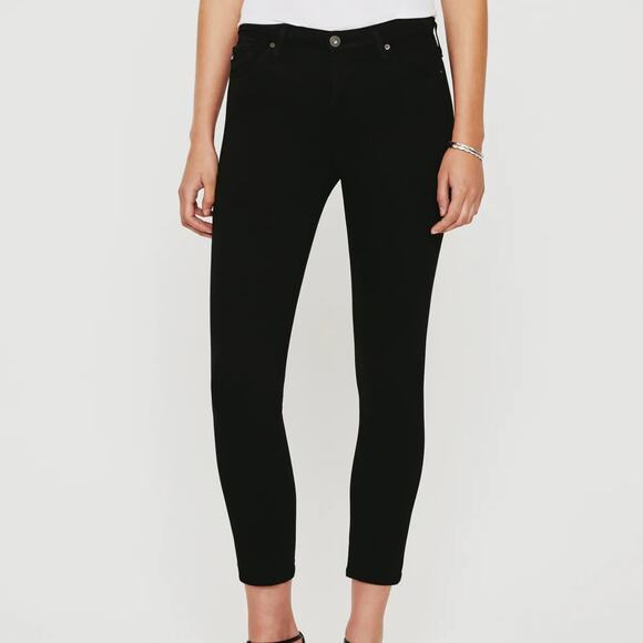 AG Adriano Goldschmied Prima Crop Cigarette Pants Black Size 29 NWT - Picture 1 of 12